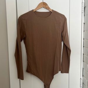 Abercrombie & Fitch Tan, Long sleeve Thong Bodysuit, Large